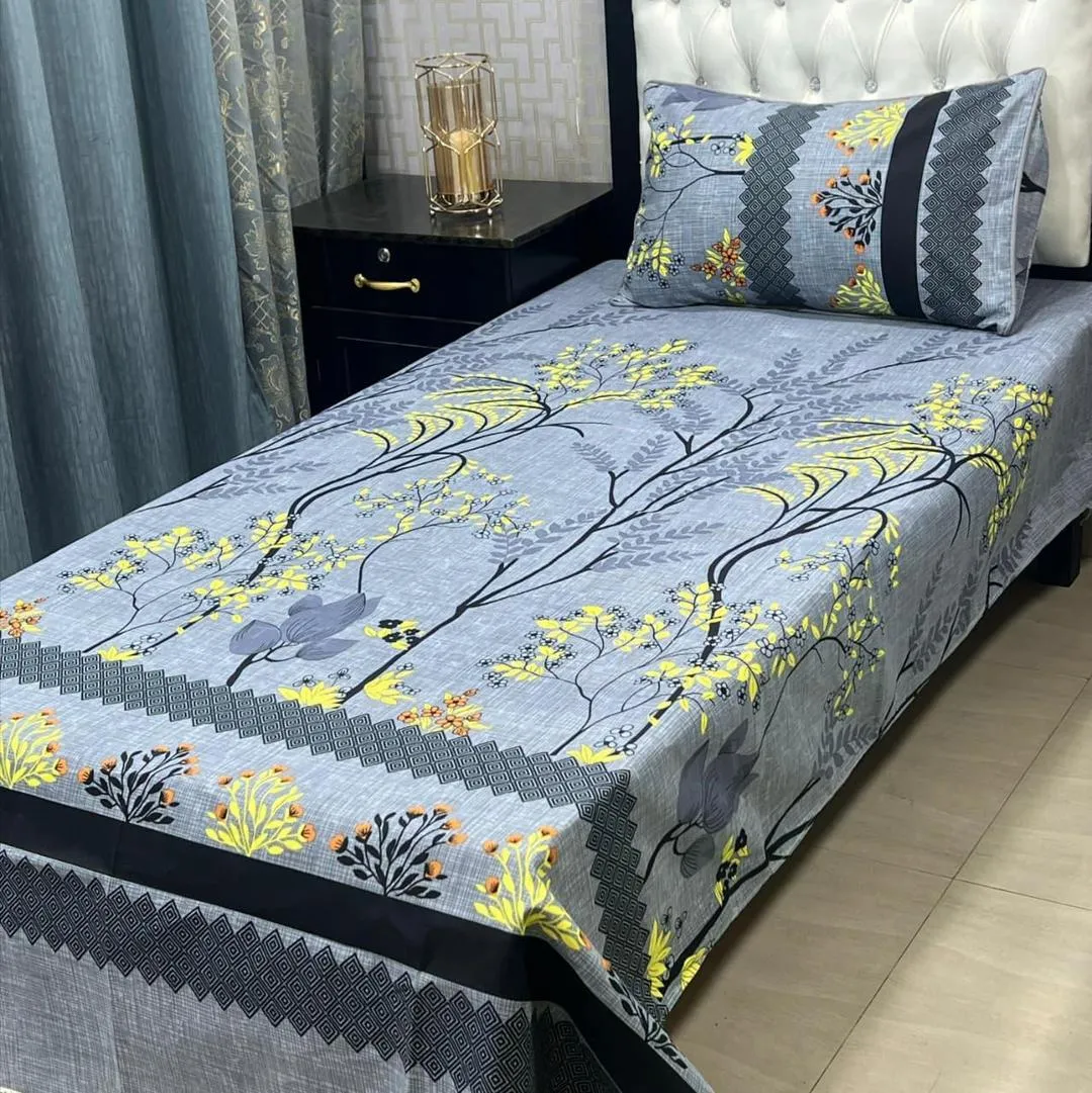 4 Pcs Crystal Cotton Printed Single Bedsheet