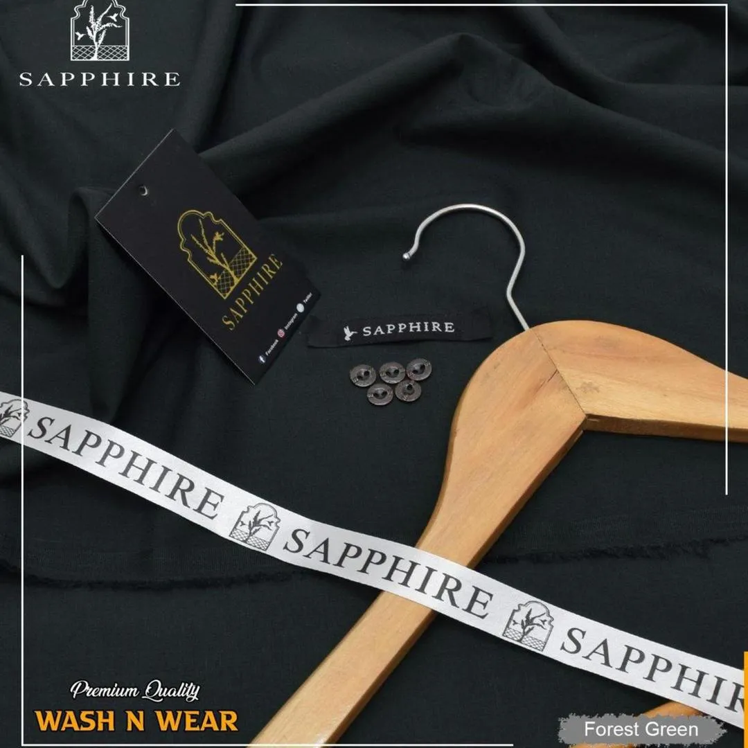 Sapphire Men’s Unstitched Wash & Wear Plain Shalwar Kameez Suit – Premium Forest Green Fabric - Image 2