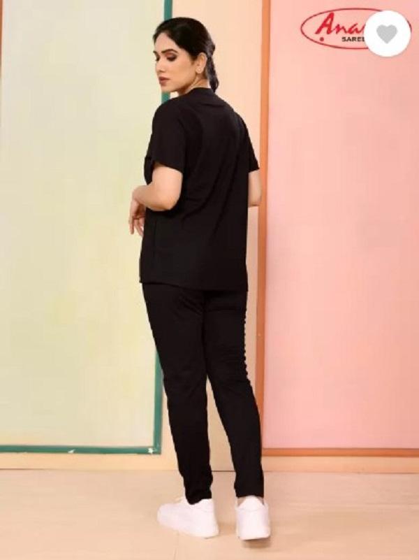 Trendy Printed Tracksuit - 2 Pcs Set in Black - Image 3