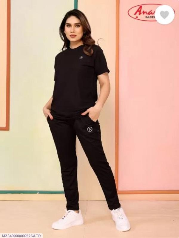 Trendy Printed Tracksuit - 2 Pcs Set in Black - Image 6