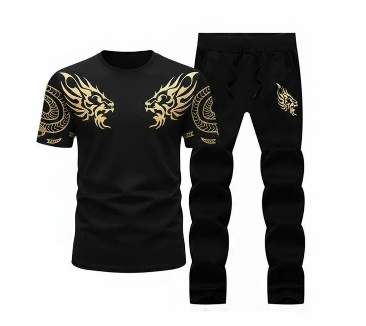Lion Printed 2 Pcs Men's Micro Interlock Printed Track Suit - Image 3