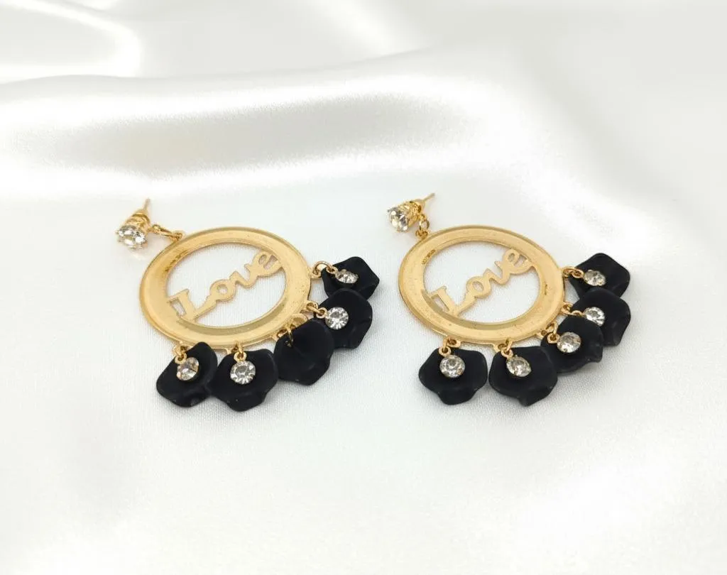 Stylish 2 Pcs Alloy Earrings in Vibrant Red, Black, White, Pink, and Blue Colors