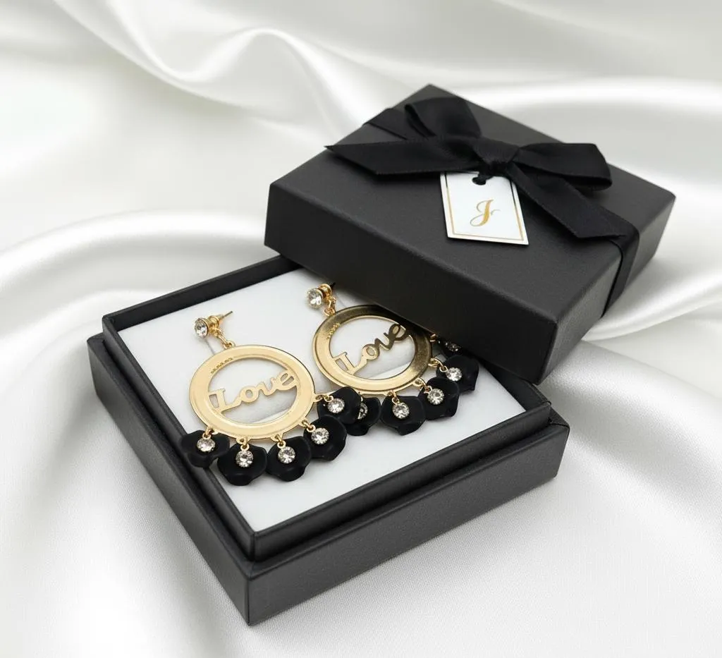 Stylish 2 Pcs Alloy Earrings in Vibrant Red, Black, White, Pink, and Blue Colors - Image 2