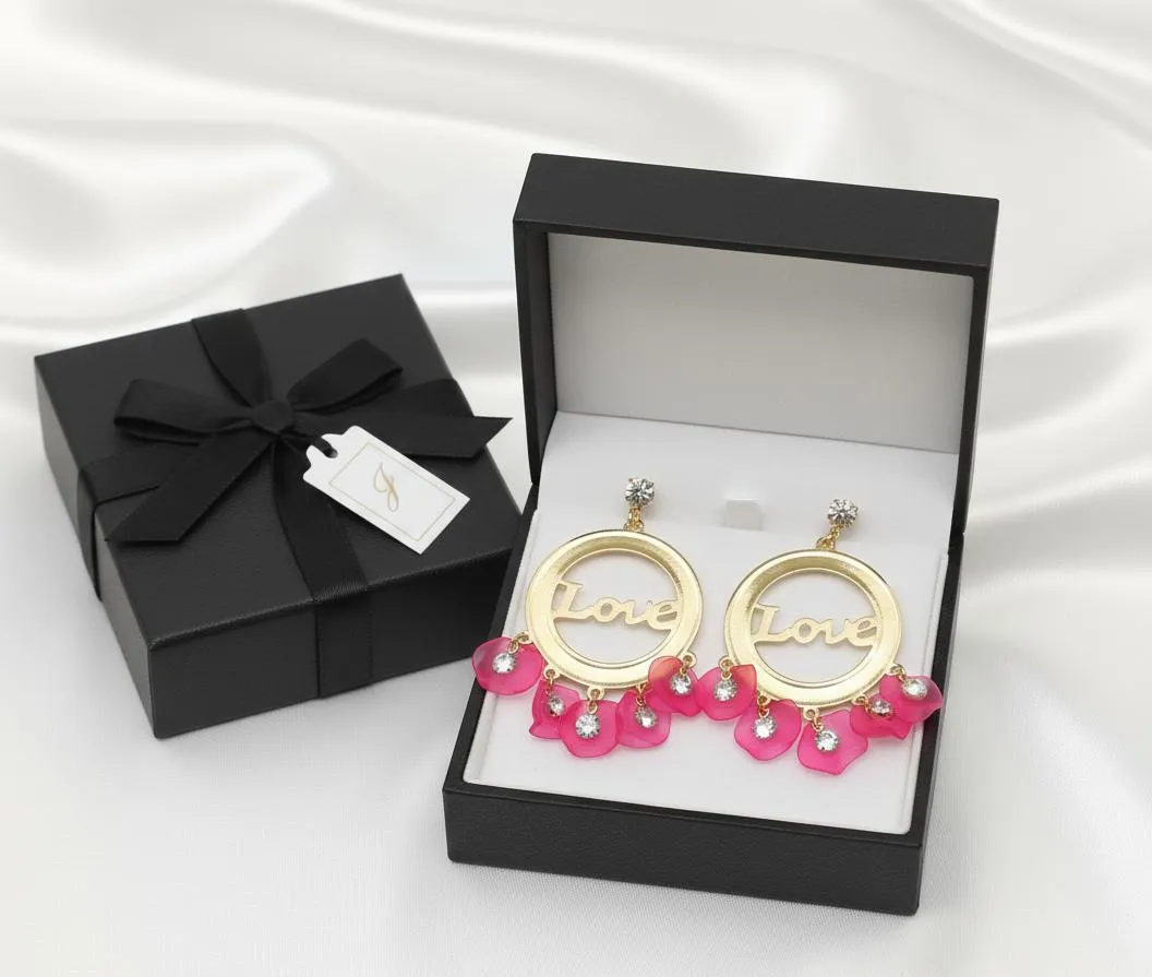 Stylish 2 Pcs Alloy Earrings in Vibrant Red, Black, White, Pink, and Blue Colors - Image 8