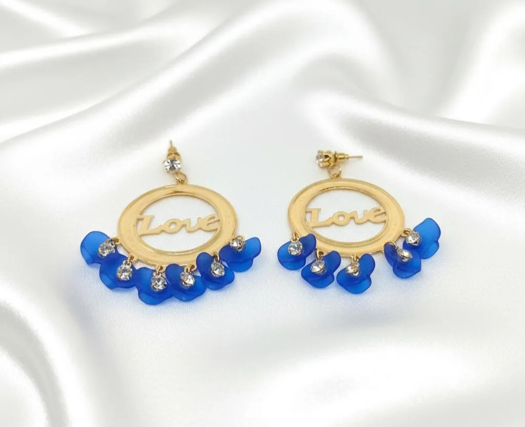 Stylish 2 Pcs Alloy Earrings in Vibrant Red, Black, White, Pink, and Blue Colors - Image 9