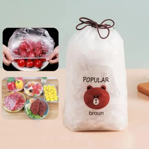 100 Pcs Food Cover Polythene Covers, Pack Of 3