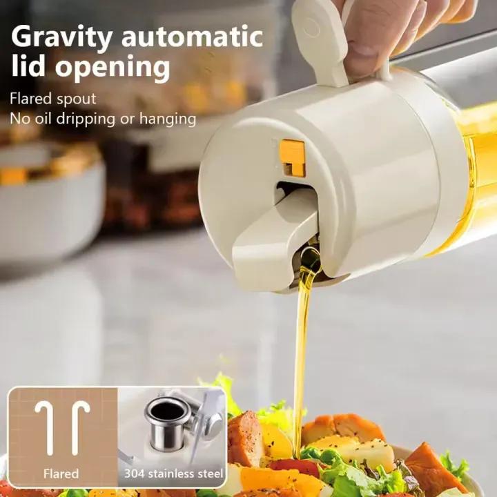 2-in-1 Glass Oil Sprayer & Dispenser Bottle, 450 Ml - Image 4