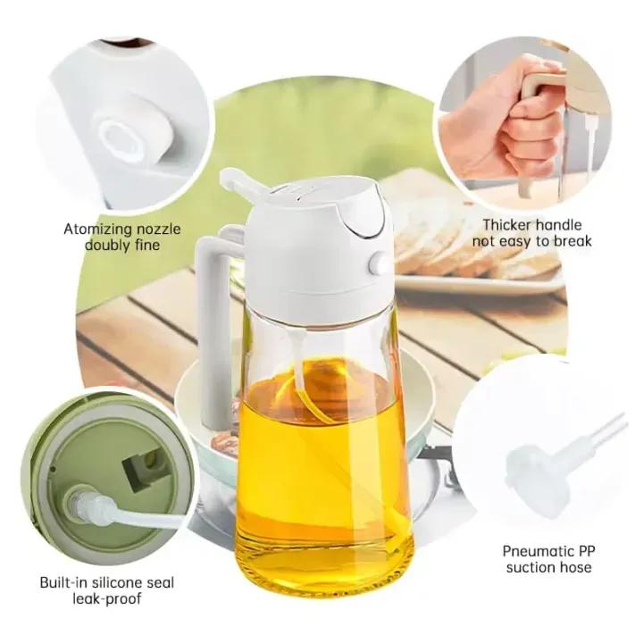 2-in-1 Glass Oil Sprayer & Dispenser Bottle, 450 Ml - Image 6