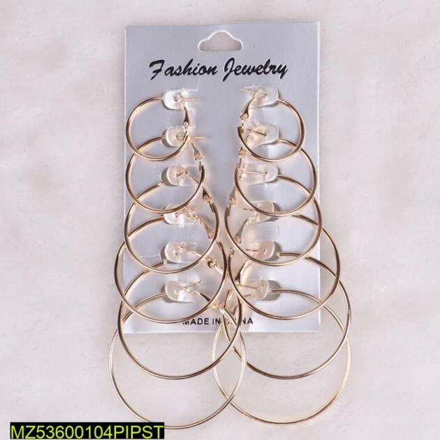 Plain Gold Hoops, Pack Of 6