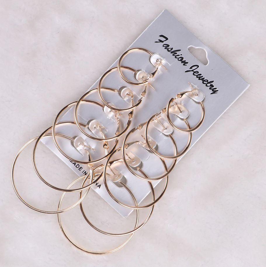 Plain Gold Hoops, Pack Of 6 - Image 2