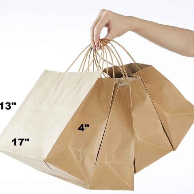 50pcs Brown Paper Bags Size 17 x 13 x 4 Inches