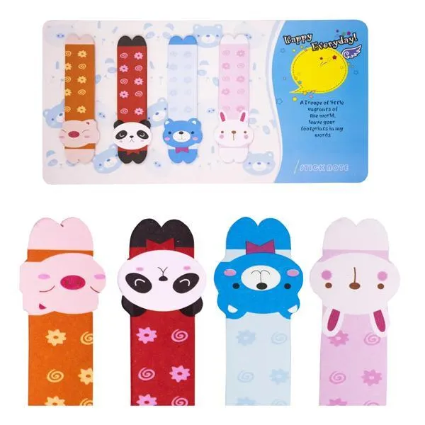 Pack of 4 - Cute Animal Sticky Note Bookmark