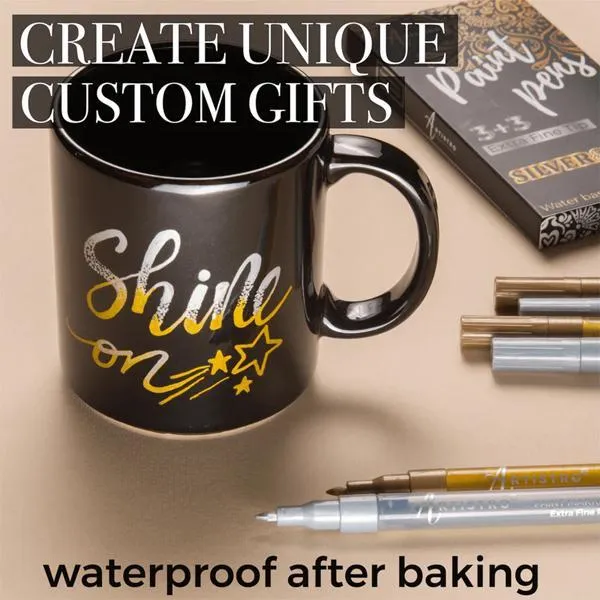 1 pcs Golden Glitter Marker Multi-Surface Shiny Gold Pens - Image 3