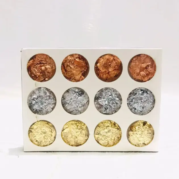 3 Colors Pack of 12 Foil Flakes Imitation Leaf Flakes