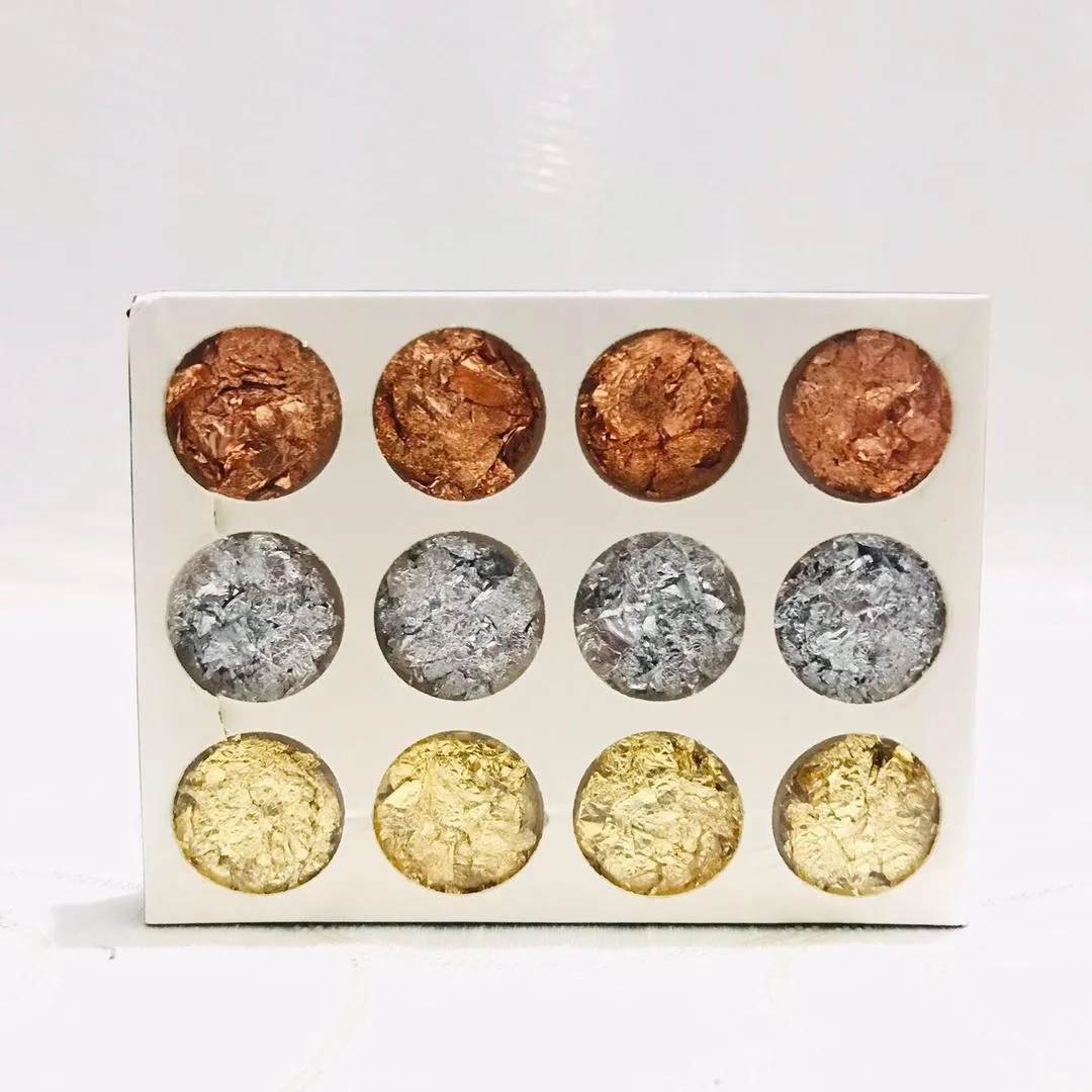 3 Colors Pack of 12 Foil Flakes Imitation Leaf Flakes