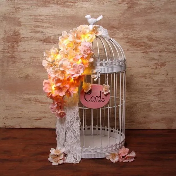 1 pcs Metal Wedding Birdcage Gift Card Holder Centerpieces Vintage Wedding Cage Reception Pieces-Golden