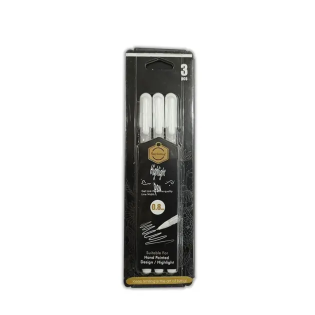 Pack of 3pcs Gelly Roll White Gel Pen 0.8mm
