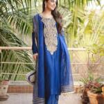 3 Pcs Women's Unstitched Fancy Katan Silk Embroidered suit
