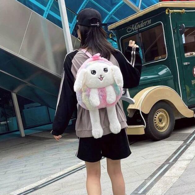 Colorful Embossed Plush Girl's Backpack - Stylish and Durable