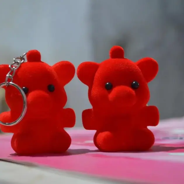 Teddy Bear Style Chu Chu Red Keychain, 2 Pcs