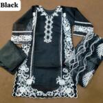 3 Pcs Women's Stitched Fancy Organza Embroidered Suit