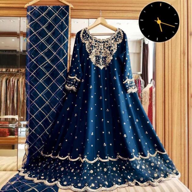 3 Pcs Women's Stitched Shamoz Silk Embroidered Maxi