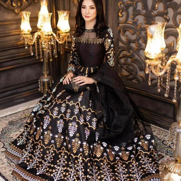 3 Pcs Women's Stitched Fancy Katan Silk Printed Maxi