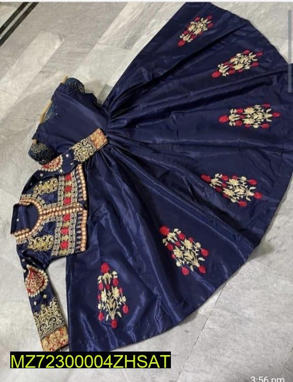 3 Pcs Women's Stitched Fancy Katan Silk Embroidered Maxi - Image 2