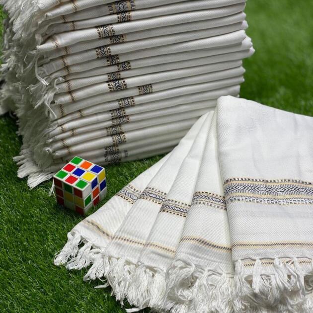 Luxurious Pashmina Wool Shawl - 1 Pc Off White Plain Design