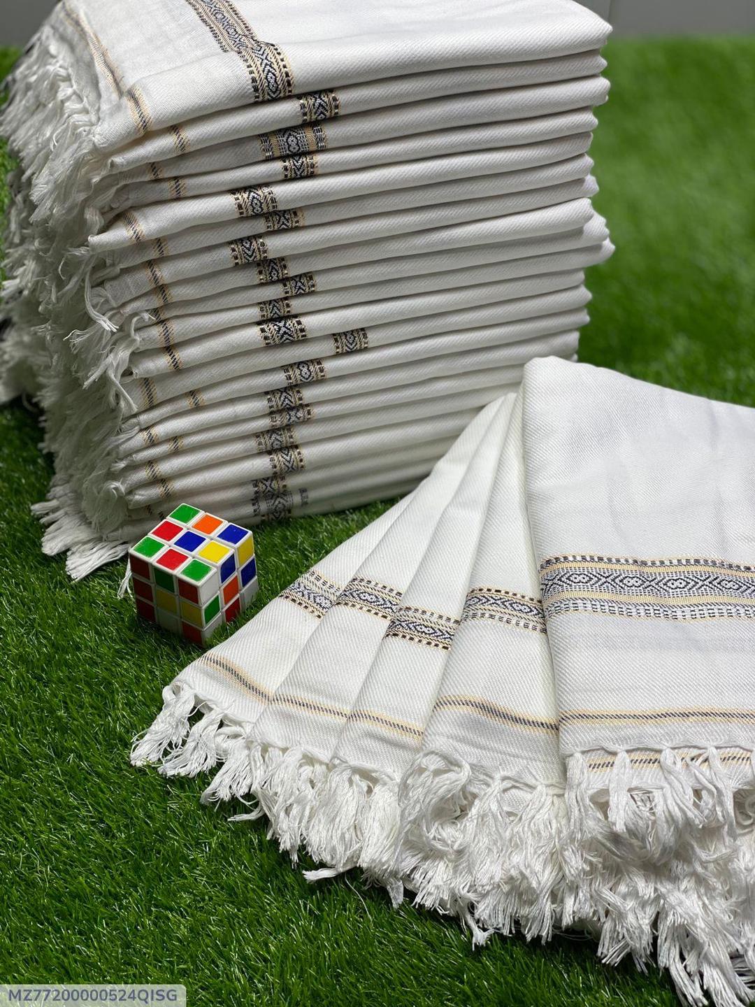 Luxurious Pashmina Wool Shawl - 1 Pc Off White Plain Design - Image 7