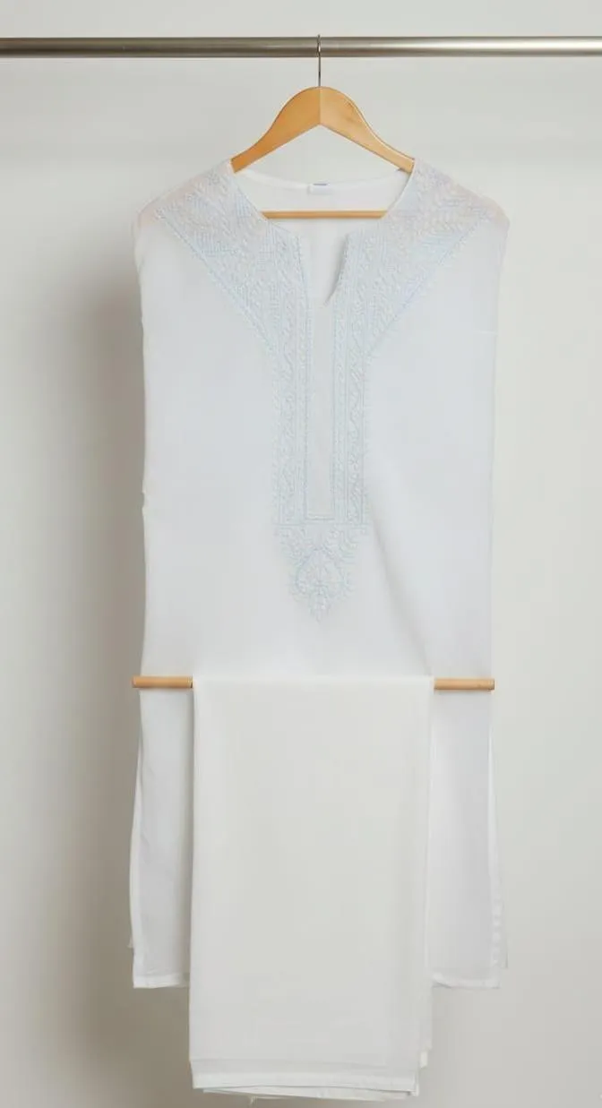 Men’s Unstitched Cotton Embroidered Suit - Image 2