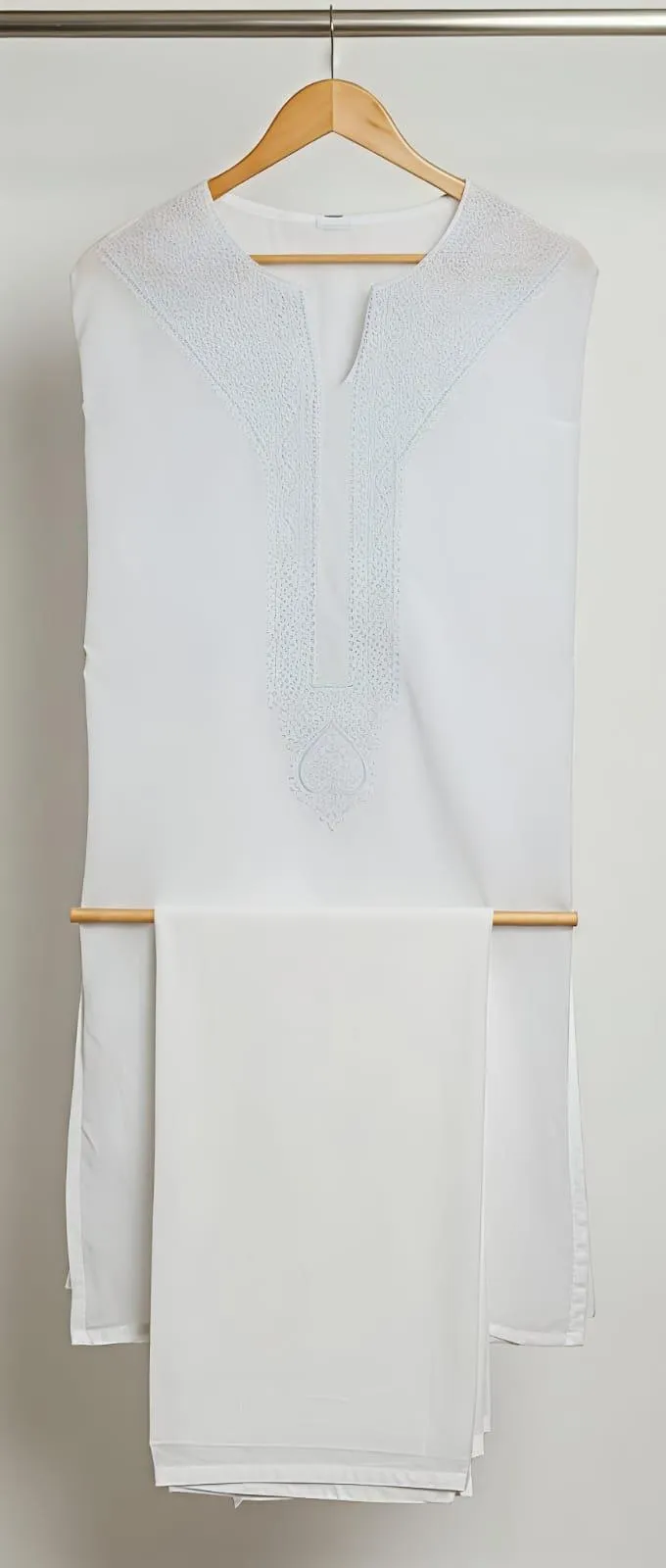 Men’s Unstitched Cotton Embroidered Suit