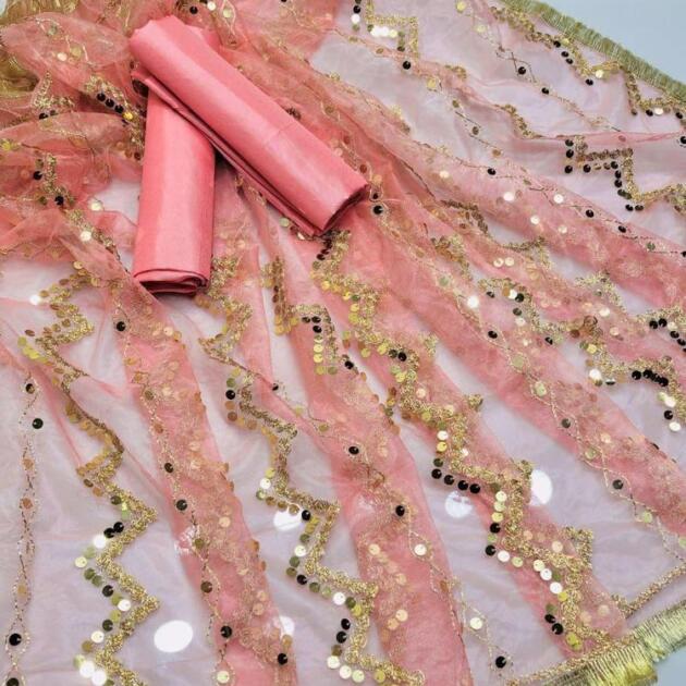 Women’s Unstitched Silk Plain Fancy Dress