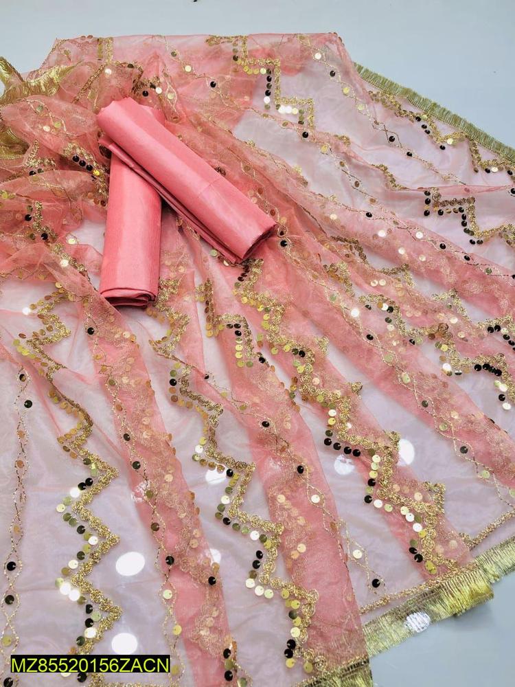 Women’s Unstitched Silk Plain Fancy Dress - Image 3