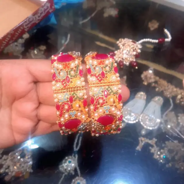 2 Pcs 1 Carat Gold Plated Beads Kara Bangle 100 in stock