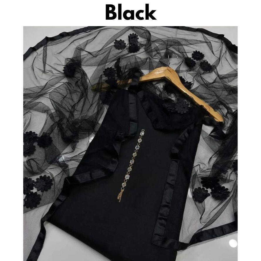 Black Katan Silk Women's 3-Piece Suit Set - Image 4