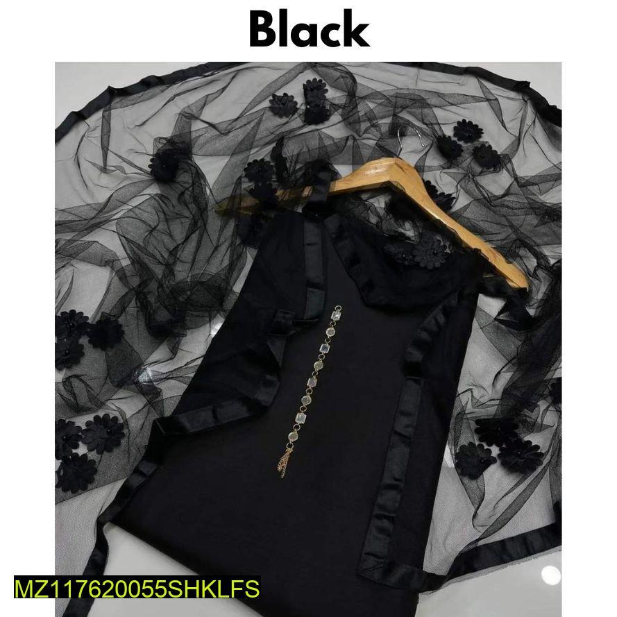 Black Katan Silk Women's 3-Piece Suit Set - Image 2