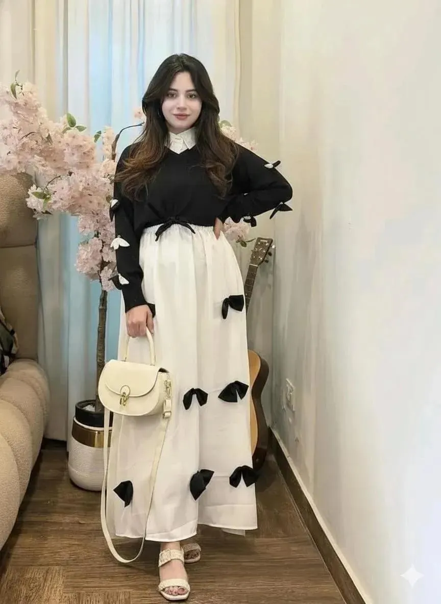 2 Pcs Women's Stitched Chiffon Hand Work Maxi Suit - Image 3